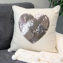 Load image into Gallery viewer, Gray Evans Sequin Heart Throw Pillow GL859
