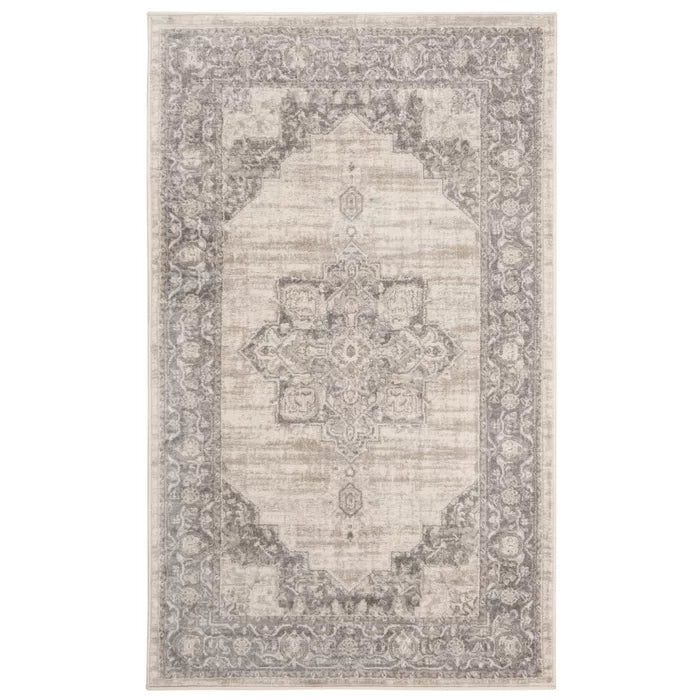 Evart Oriental Area Rug in Cream/Gray, Rectangle 2' x 6'