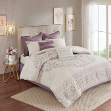 Load image into Gallery viewer, Purple Evelina Reversible Floral Cotton 8 Piece Comforter Set SB1991
