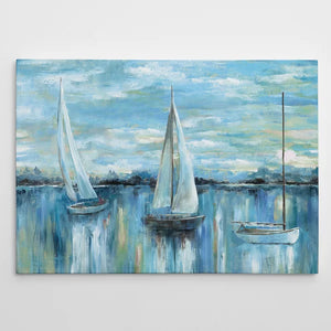32" H x 48" W x 1.5" D Evening On The Bay by Paul Signac - Wrapped Canvas Print