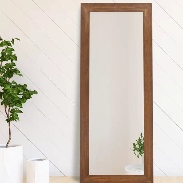 Everaldo Woodgrain Framed Beveled Full Length Mirror
