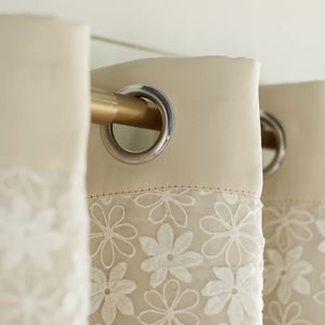 Everina Lace Overlay Nature Floral Blackout Thermal Grommet Curtain Panels, 52" W x 84" L, (Set of 2)