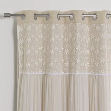 Load image into Gallery viewer, Everina Lace Overlay Nature Floral Blackout Thermal Grommet Curtain Panels, 52&quot; W x 84&quot; L, (Set of 2)
