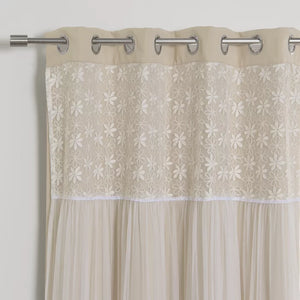 Everina Lace Overlay Nature Floral Blackout Thermal Grommet Curtain Panels, 52" W x 84" L, (Set of 2)