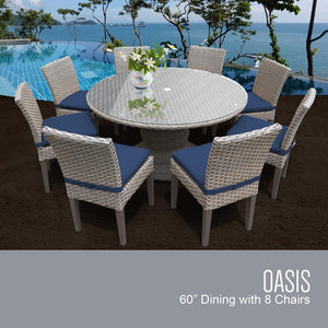 TK Classics 8 piece Florence Outdoor Dining Chair Set, Navy (4 boxes) 2054
