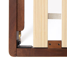 Load image into Gallery viewer, Queen Walnut/Gold Fabian Solid Wood Bed
