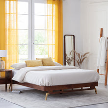 Load image into Gallery viewer, Queen Walnut/Gold Fabian Solid Wood Bed
