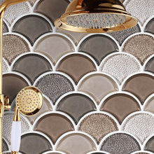 Load image into Gallery viewer, Fan 3" x 4" Glass Fish Scale Mosaic Wall &amp; Floor Tile (Set of 10) 1688CDR (2 boxes)
