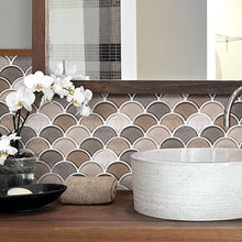 Load image into Gallery viewer, Fan 3" x 4" Glass Fish Scale Mosaic Wall &amp; Floor Tile (Set of 10) 1688CDR (2 boxes)
