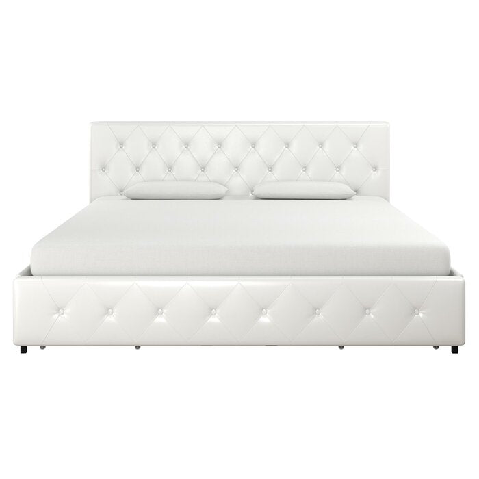 Fareham White Upholstered Storage Platform Bed Full #2583HW
