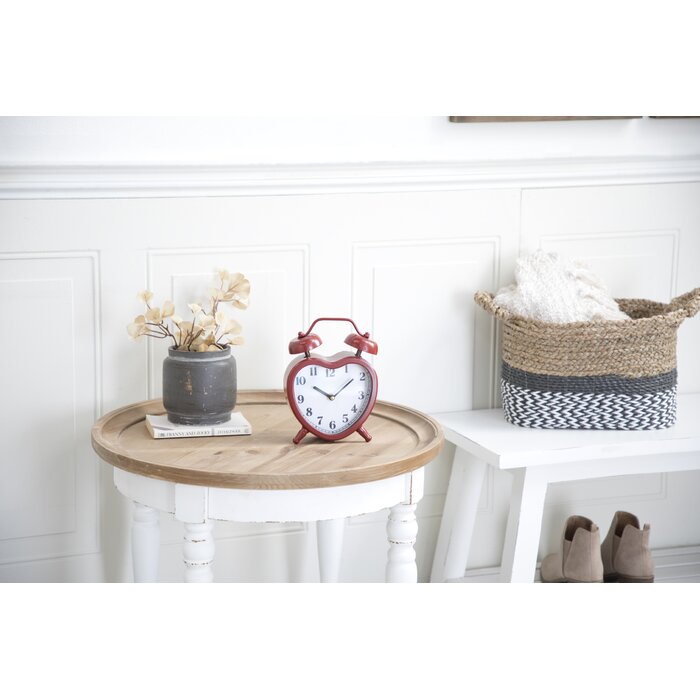 Farmhouse Analog Stainless Steel Quartz Alarm Tabletop Clock