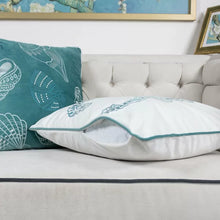 Load image into Gallery viewer, Farnham Embroidery Seahorse Velvet Throw Pillow
