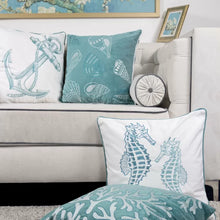 Load image into Gallery viewer, Farnham Embroidery Seahorse Velvet Throw Pillow
