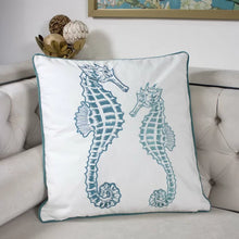 Load image into Gallery viewer, Farnham Embroidery Seahorse Velvet Throw Pillow
