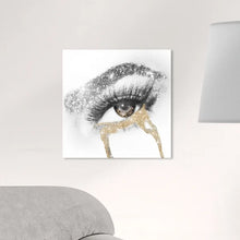 Load image into Gallery viewer, Fashion And Glam Eyes And Rhinestones Golden, Glam Gray - Graphic Art on Canvas 20 x 20
