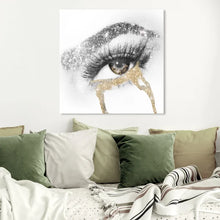 Load image into Gallery viewer, Fashion And Glam Eyes And Rhinestones Golden, Glam Gray - Graphic Art on Canvas 20 x 20
