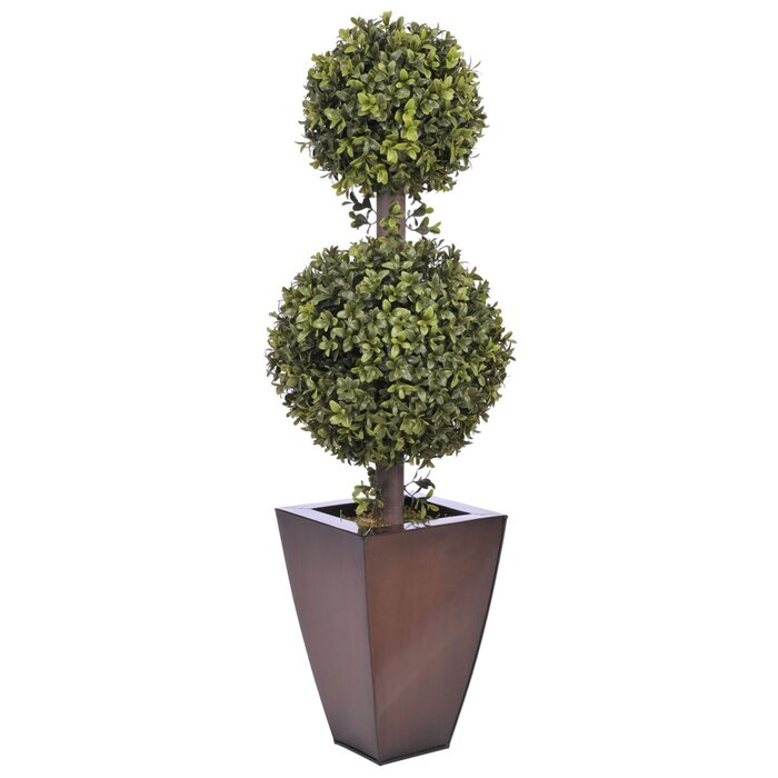 Faux 2-Ball Boxwood Topiary in Planter #AD274