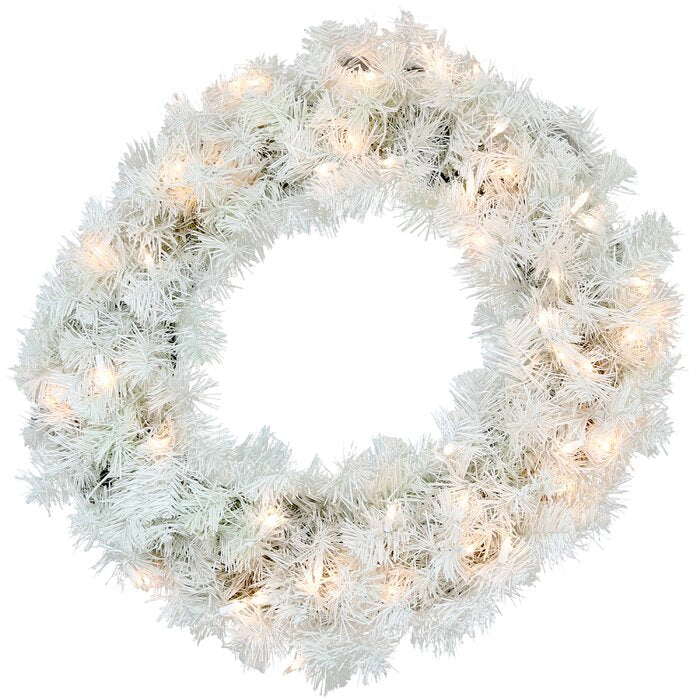 Faux Lighted Pine 24'' Wreath