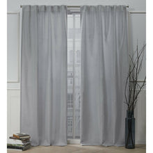 Load image into Gallery viewer, Faux Linen Slub Solid Color Semi-Sheer Tab Top Curtain Panels (Set of 2) GL816
