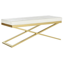 Load image into Gallery viewer, White Crocodile/Gold Fawkes Faux leather Bench
