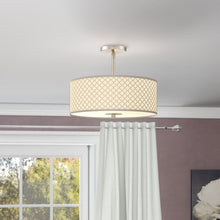 Load image into Gallery viewer, Fayme 3 - Light 16&quot; Shaded Drum Semi Flush Mount 7161
