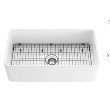 Load image into Gallery viewer, True Fireclay 24&quot; L X 18&quot; W Farmhouse Kitchen Sink With Sink Grid And Strainer
