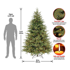 Feel Real Frasier Pre-Lit 7.5' Green Fir Christmas Tree with 1000 Clear/White Lights