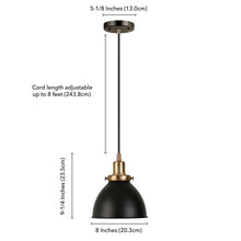 Load image into Gallery viewer, Blackened Bronze/Warm Brass Fellows 1 - Light Single Dome Pendant 6787RR
