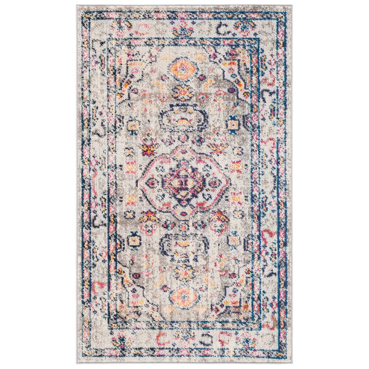 Felty Oriental Area Rug in Gray/Blue/Orange, Rectangle 2'2