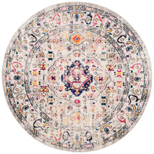 Load image into Gallery viewer, Felty Power Loom Performance Gray/Blue/Orange Rug, Round 3&#39;
