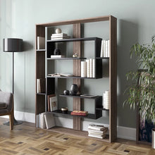 Load image into Gallery viewer, Walnut Fembra 61.4&#39;&#39; H x 47.2&#39;&#39; W Geometric Bookcase
