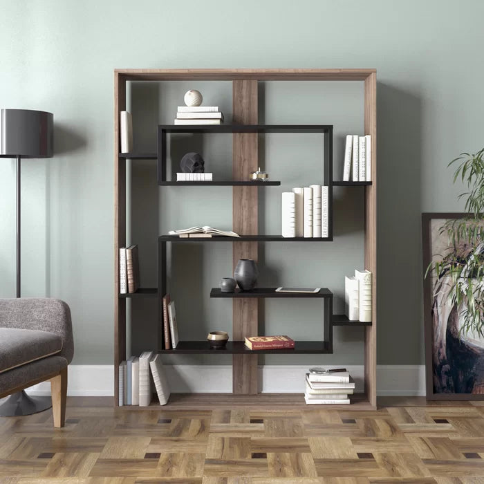 Walnut Fembra 61.4'' H x 47.2'' W Geometric Bookcase