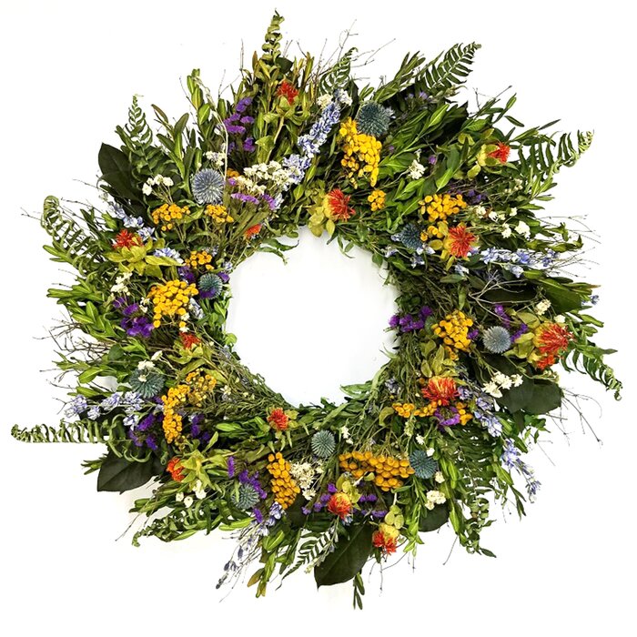 Green; Yellow Fern and Echinops Wreath (30