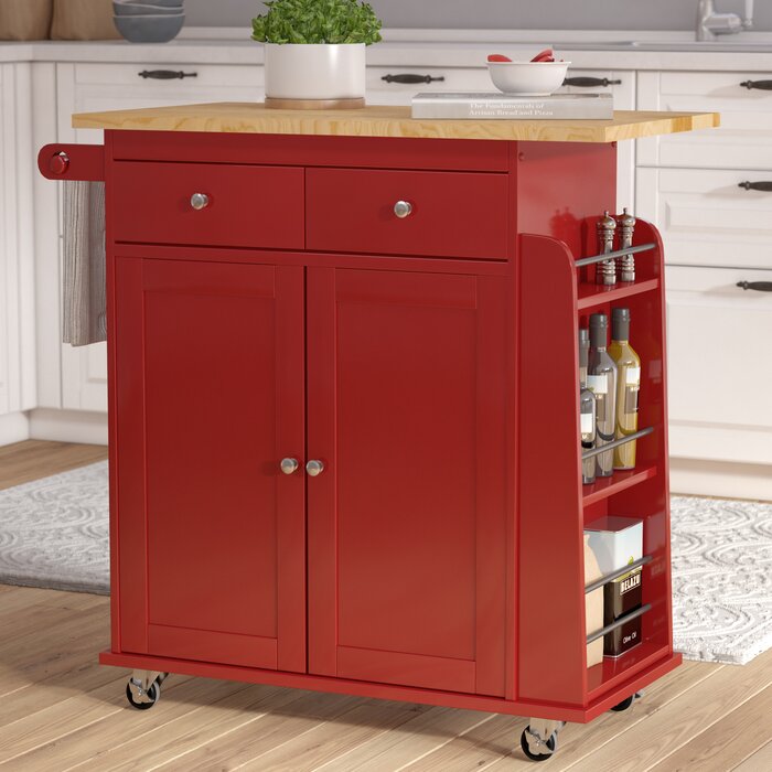 Ferraro Kitchen Cart, Color: Red, #6430