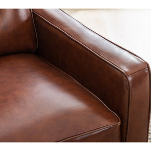 Fesser Genuine Leather Upholstered Manual Recliner, Brown
