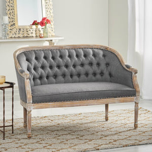 Fincham Loveseat in Dark Gray with Tufted Back and Nailhead Trim #9900