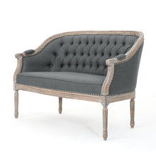 Load image into Gallery viewer, Fincham Loveseat in Dark Gray with Tufted Back and Nailhead Trim #9900
