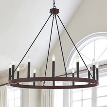 Load image into Gallery viewer, Finchley 12 - Light Candle Style Wagon Wheel Chandelier
