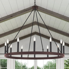 Load image into Gallery viewer, Finchley 12 - Light Candle Style Wagon Wheel Chandelier
