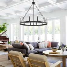 Load image into Gallery viewer, Finchley 12 - Light Candle Style Wagon Wheel Chandelier
