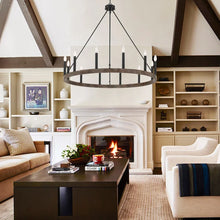 Load image into Gallery viewer, Finchley 12 - Light Candle Style Wagon Wheel Chandelier
