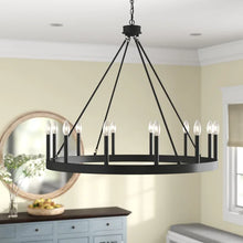 Load image into Gallery viewer, Finchley 12 - Light Candle Style Wagon Wheel Chandelier
