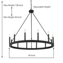 Load image into Gallery viewer, Finchley 12 - Light Candle Style Wagon Wheel Chandelier
