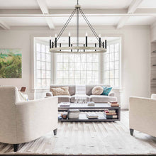 Load image into Gallery viewer, Weathered Oak Finchley 12 - Light Candle Style Wagon Wheel Chandelier
