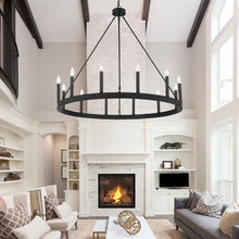 Load image into Gallery viewer, Finchley 12 - Light Candle Style Wagon Wheel Chandelier

