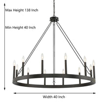 Load image into Gallery viewer, Finchley 12 - Light Candle Style Wagon Wheel Chandelier
