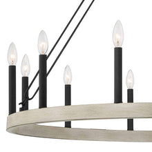 Load image into Gallery viewer, Weathered Oak Finchley 12 - Light Candle Style Wagon Wheel Chandelier
