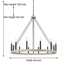Load image into Gallery viewer, Weathered Oak Finchley 12 - Light Candle Style Wagon Wheel Chandelier
