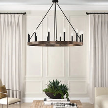 Load image into Gallery viewer, Finchley 12 - Light Candle Style Wagon Wheel Chandelier

