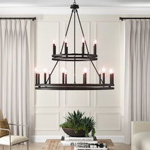 Load image into Gallery viewer, Finchley 20 - Light Candle Style Wagon Wheel Chandelier
